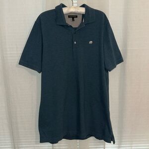 BR XL Tall Teal Blue Gray Embroidered Elephant Logo Short Sleeve Cotton Polo